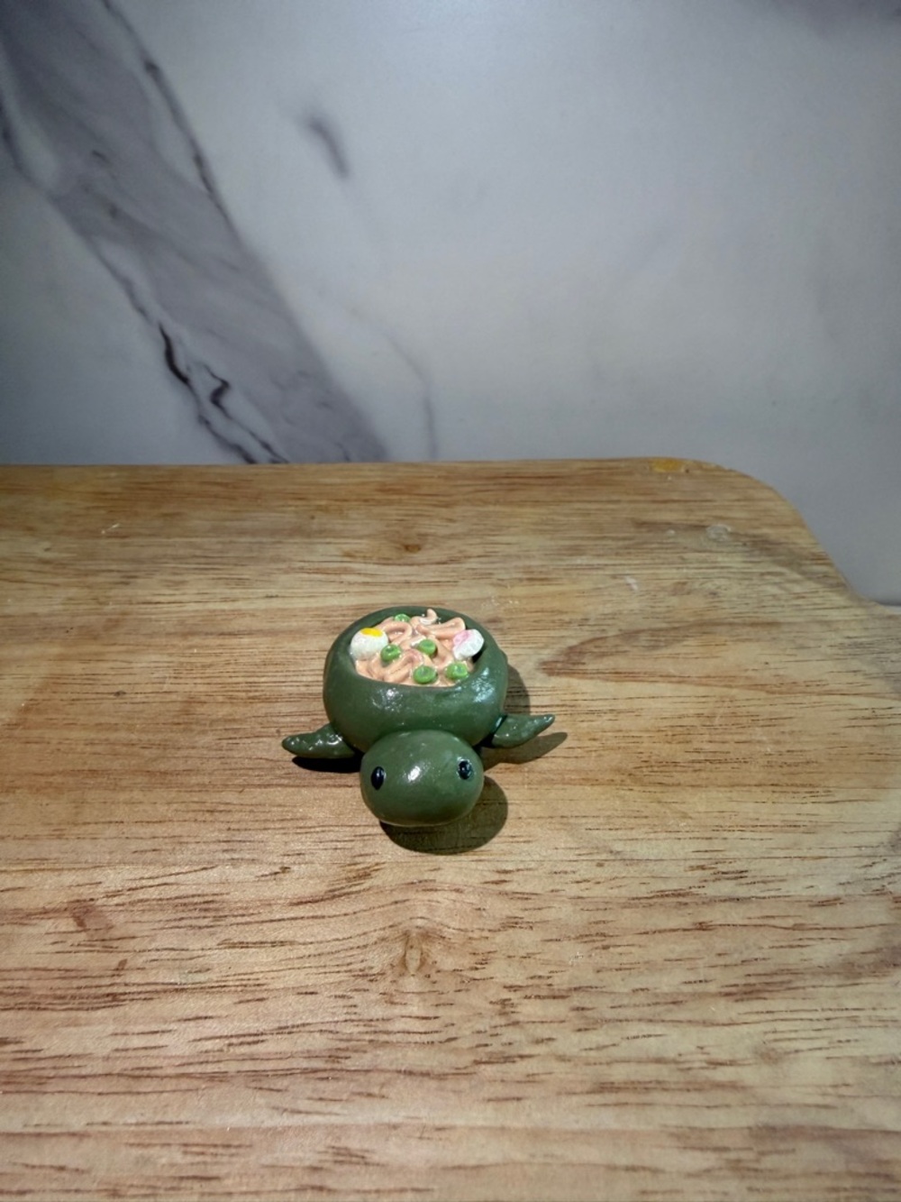 Handmade clay ramen turtle magnet - cute foodie decor